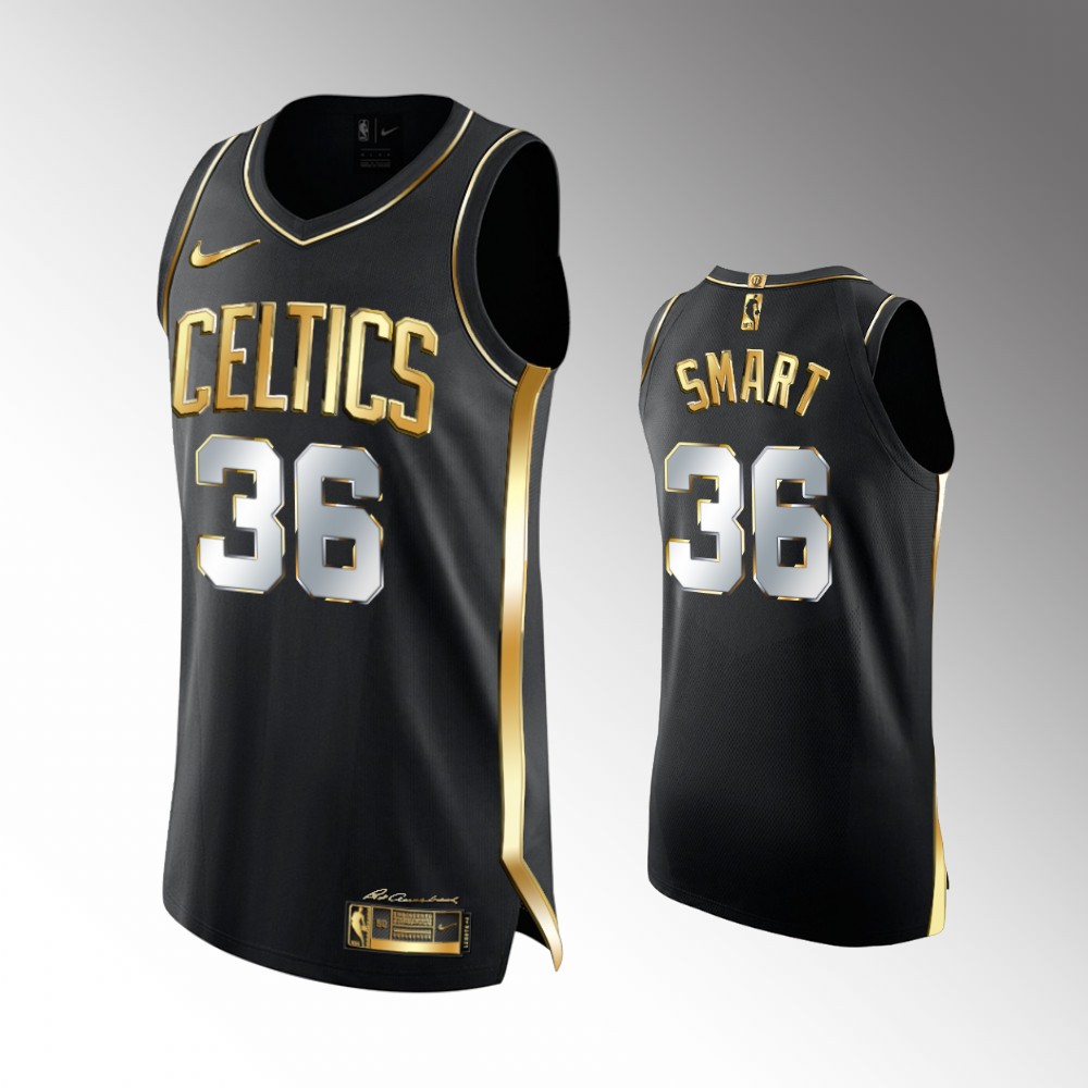 Men's Boston Celtics Marcus Smart #36 Black Golden Edition Jersey 2401KWON